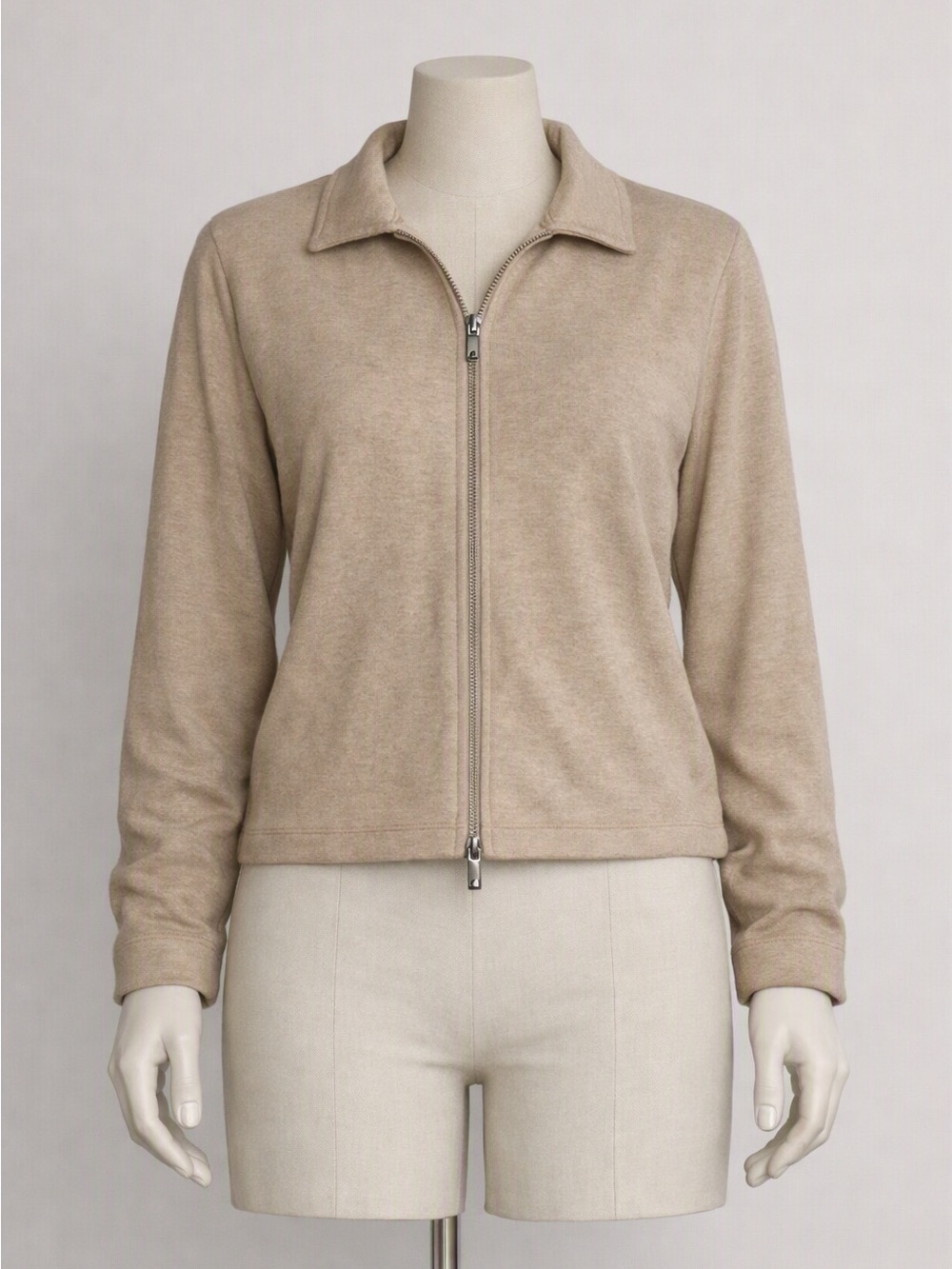 Madewell Cotton Zip Sweater – Neutral Beige Knit Zip-Up Jacket XL